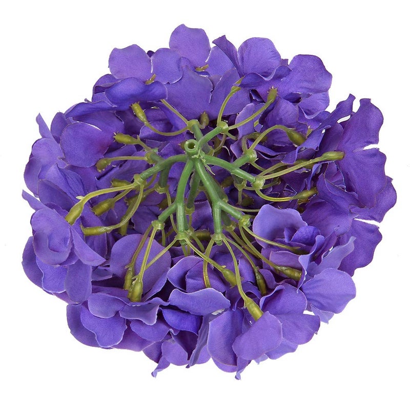 Flojery Silk Hydrangea Heads Artificial Flowers Heads with Stems for Home Wedding Decor,Pack of 10 (Purple) - Image 3